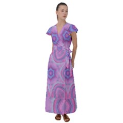 Cotton Candy Flutter Sleeve Maxi Dress by LW323