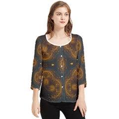 Midnight Romance Chiffon Quarter Sleeve Blouse