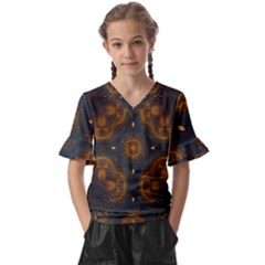 Midnight Romance Kids  V-neck Horn Sleeve Blouse by LW323