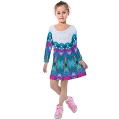 Peacock Kids  Long Sleeve Velvet Dress by LW323