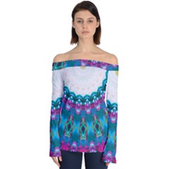 Peacock Off Shoulder Long Sleeve Top by LW323