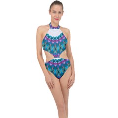 Peacock Halter Side Cut Swimsuit by LW323