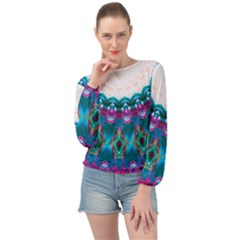 Peacock Banded Bottom Chiffon Top by LW323