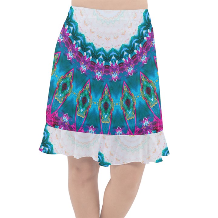 Peacock Fishtail Chiffon Skirt