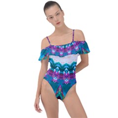 Peacock Frill Detail One Piece Swimsuit by LW323