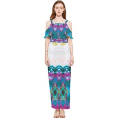 Peacock Draped Sleeveless Chiffon Jumpsuit