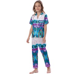 Peacock Kids  Satin Short Sleeve Pajamas Set