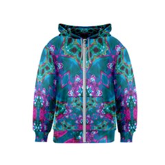 Peacock2 Kids  Zipper Hoodie by LW323