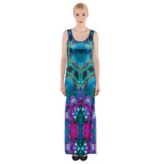 Peacock2 Thigh Split Maxi Dress by LW323