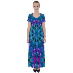 Peacock2 High Waist Short Sleeve Maxi Dress by LW323