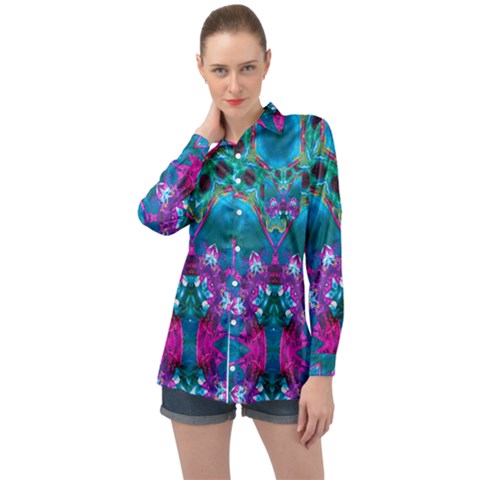 Peacock2 Long Sleeve Satin Shirt by LW323