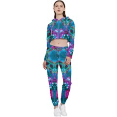 Peacock2 Cropped Zip Up Lounge Set