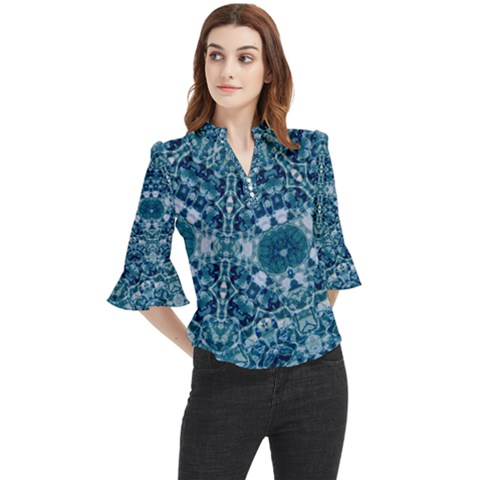 Blue Heavens Loose Horn Sleeve Chiffon Blouse by LW323