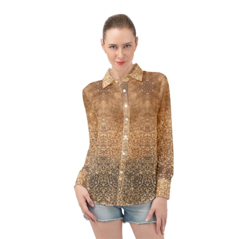 Sparkle Long Sleeve Chiffon Shirt by LW323