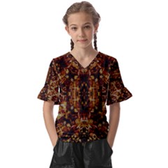 Gloryplace Kids  V-neck Horn Sleeve Blouse