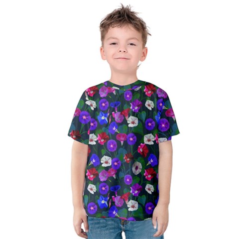 Watercolor Flowers  Bindweed  Liana Kids  Cotton Tee by SychEva