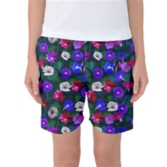 Watercolor Flowers  Bindweed  Liana Women s Basketball Shorts by SychEva