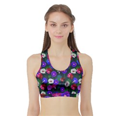 Watercolor Flowers  Bindweed  Liana Sports Bra With Border by SychEva