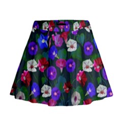 Watercolor Flowers  Bindweed  Liana Mini Flare Skirt by SychEva