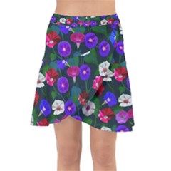 Watercolor Flowers  Bindweed  Liana Wrap Front Skirt by SychEva