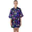 Watercolor Flowers  Bindweed  Liana Half Sleeve Satin Kimono  View1