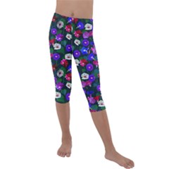 Watercolor Flowers  Bindweed  Liana Kids  Lightweight Velour Capri Leggings  by SychEva