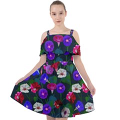 Watercolor Flowers  Bindweed  Liana Cut Out Shoulders Chiffon Dress by SychEva