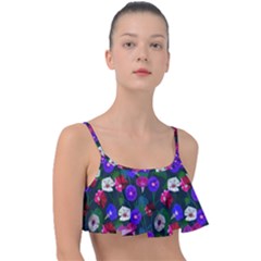 Watercolor Flowers  Bindweed  Liana Frill Bikini Top by SychEva