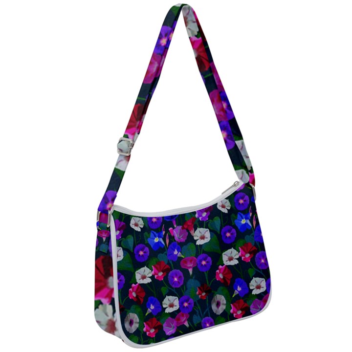 Watercolor Flowers  Bindweed  Liana Zip Up Shoulder Bag