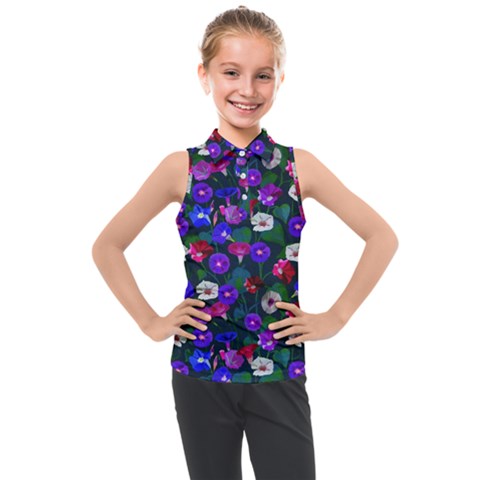 Watercolor Flowers  Bindweed  Liana Kids  Sleeveless Polo Tee by SychEva