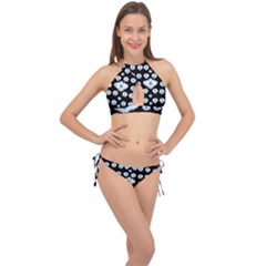 Festive Flowers For The Perfect Day In Peace Cross Front Halter Bikini Set by pepitasart