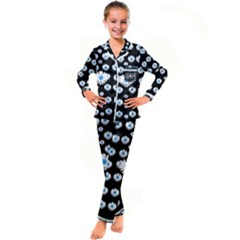 Festive Flowers For The Perfect Day In Peace Kid s Satin Long Sleeve Pajamas Set by pepitasart