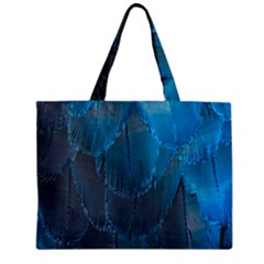 Feathery Blue Zipper Mini Tote Bag by LW323