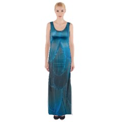 Feathery Blue Thigh Split Maxi Dress by LW323