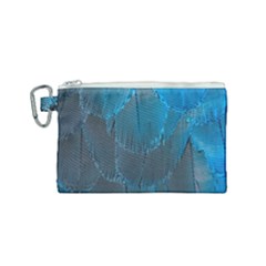 Feathery Blue Canvas Cosmetic Bag (small) by LW323