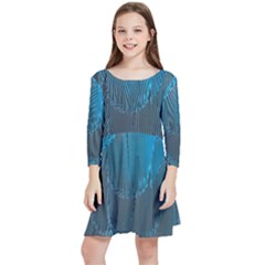 Feathery Blue Kids  Quarter Sleeve Skater Dress by LW323