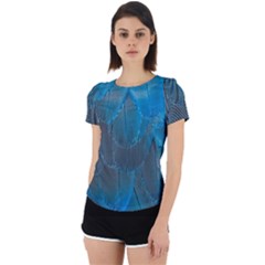 Feathery Blue Back Cut Out Sport Tee by LW323