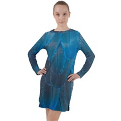 Feathery Blue Long Sleeve Hoodie Dress by LW323