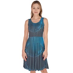 Feathery Blue Knee Length Skater Dress With Pockets by LW323