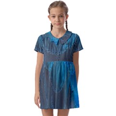 Feathery Blue Kids  Asymmetric Collar Dress by LW323