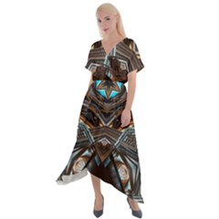 Holy1 Cross Front Sharkbite Hem Maxi Dress by LW323