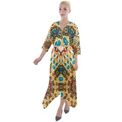 Worthyisthelamb Quarter Sleeve Wrap Front Maxi Dress by LW323