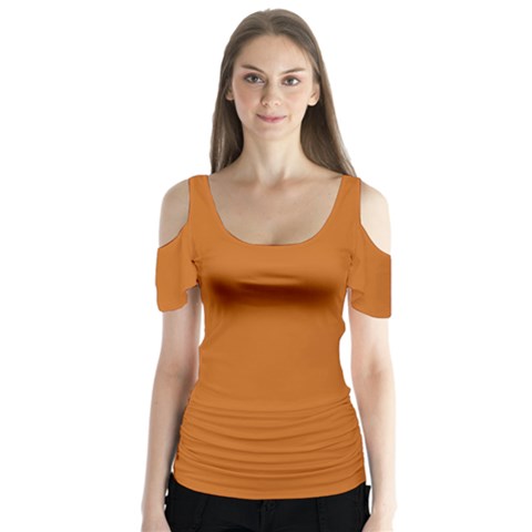 Alloy Orange Butterfly Sleeve Cutout Tee  by FabChoice