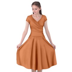 Amber Glow Cap Sleeve Wrap Front Dress by FabChoice