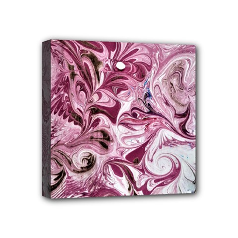 Dusty Pink Marbling Mini Canvas 4  X 4  (stretched) by kaleidomarblingart