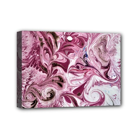 Dusty Pink Marbling Mini Canvas 7  X 5  (stretched) by kaleidomarblingart