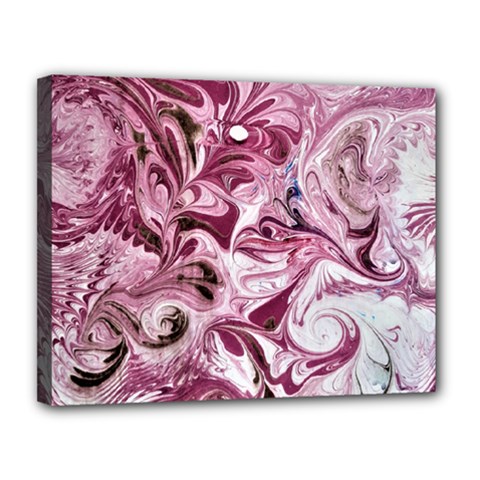 Dusty Pink Marbling Canvas 14  X 11  (stretched) by kaleidomarblingart