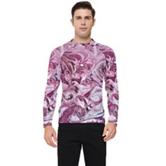 Dusty Pink Marbling Men s Long Sleeve Rash Guard by kaleidomarblingart