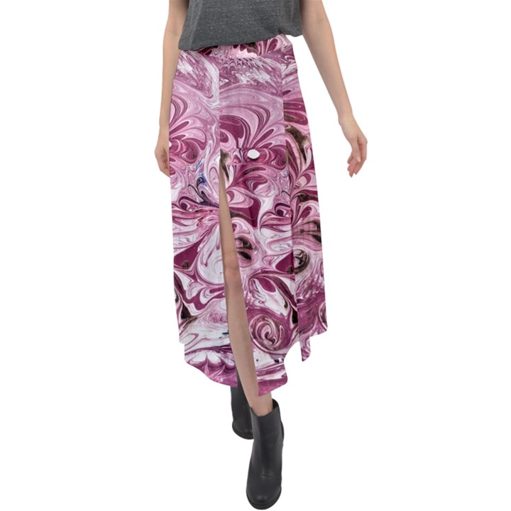 Dusty pink marbling Velour Split Maxi Skirt