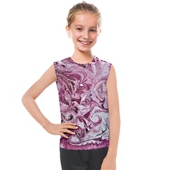 Dusty Pink Marbling Kids  Mesh Tank Top by kaleidomarblingart